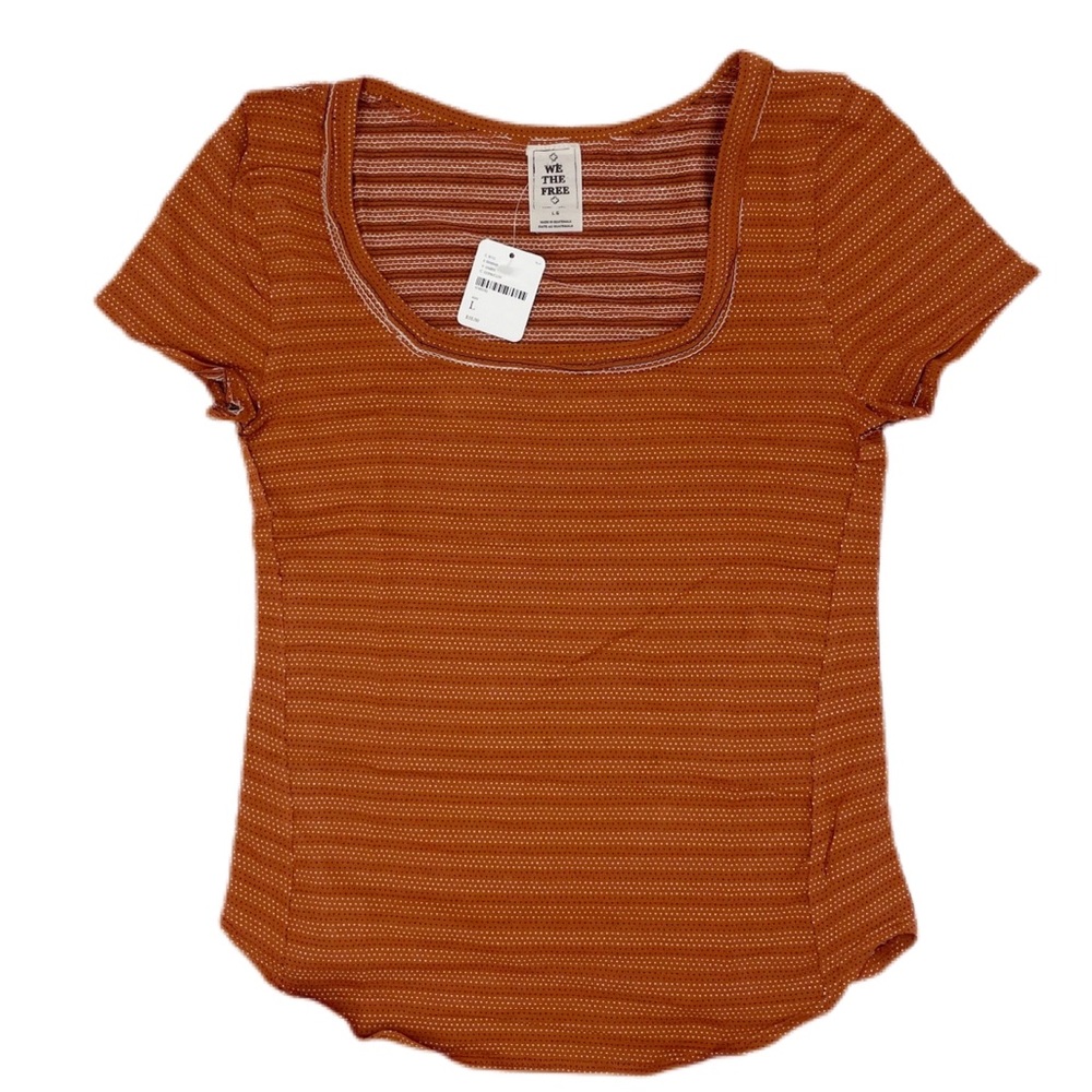 NWT Free People Tiny Hearts burnt orange tee